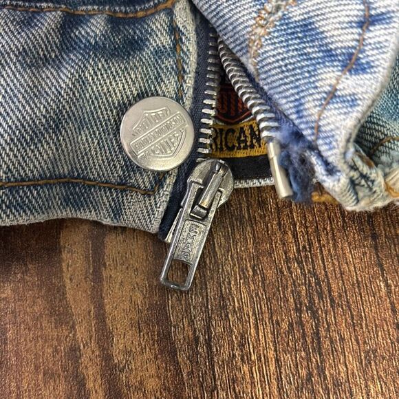 Vintage 1980s Harley Davidson Denim Jean Jacket XL Softail patches trucker embrd - Picture 8 of 11